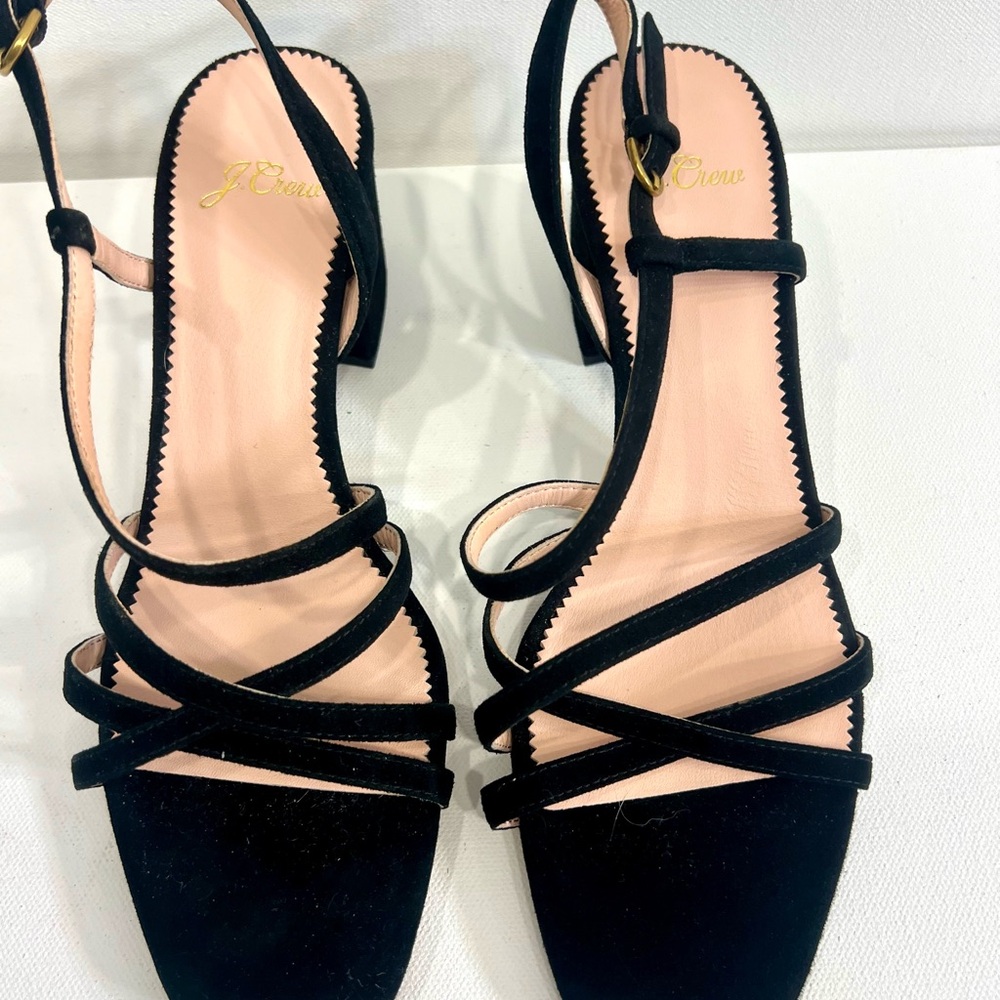 J. Crew Black Velvet Strappy Sandals